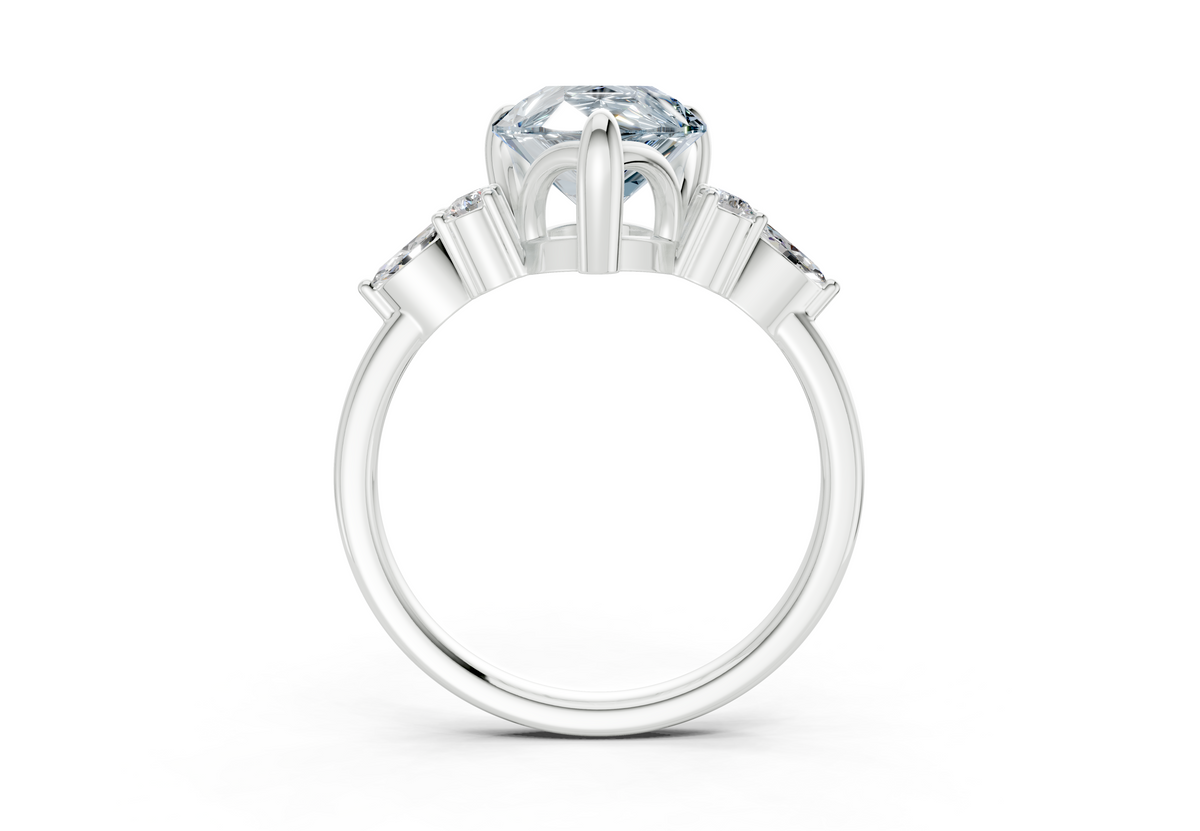 Lyra Blue Diamond Accent Pear Cut 1.8mm Engagement Ring