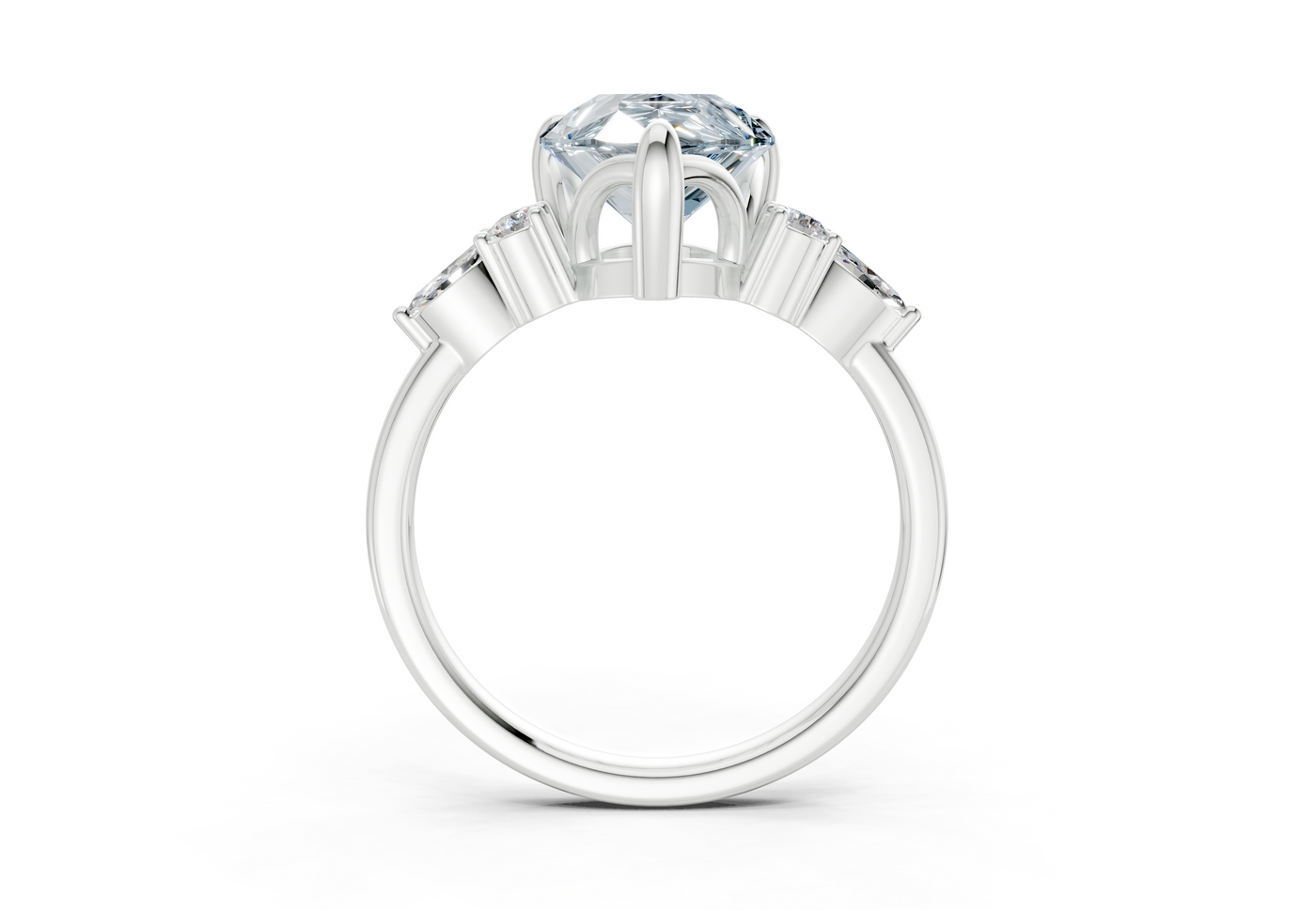 Lyra Blue Diamond Accent Pear Cut 2.3mm Engagement Ring