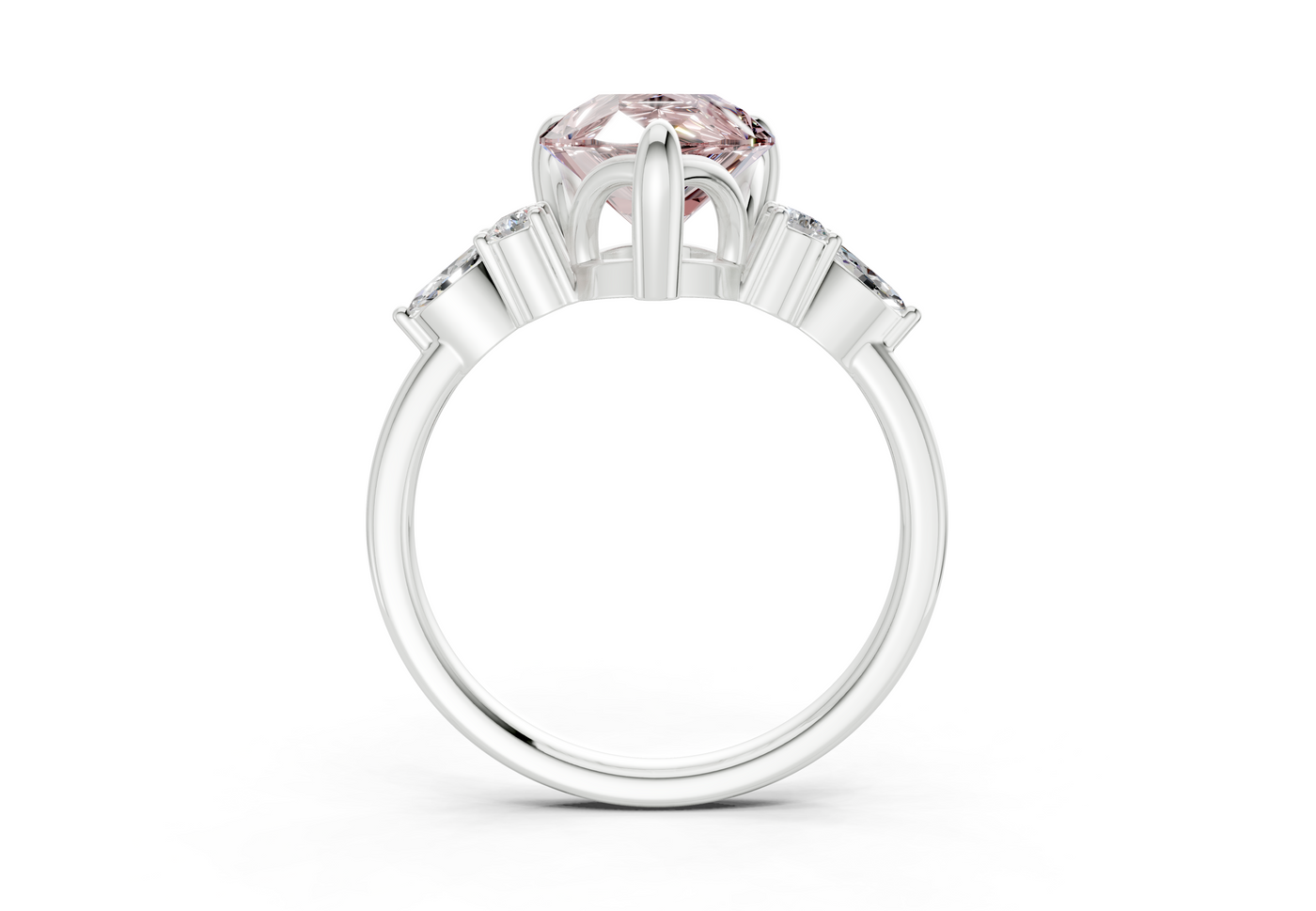 Lyra Pink Diamond Accent Pear Cut 2.3mm Engagement Ring