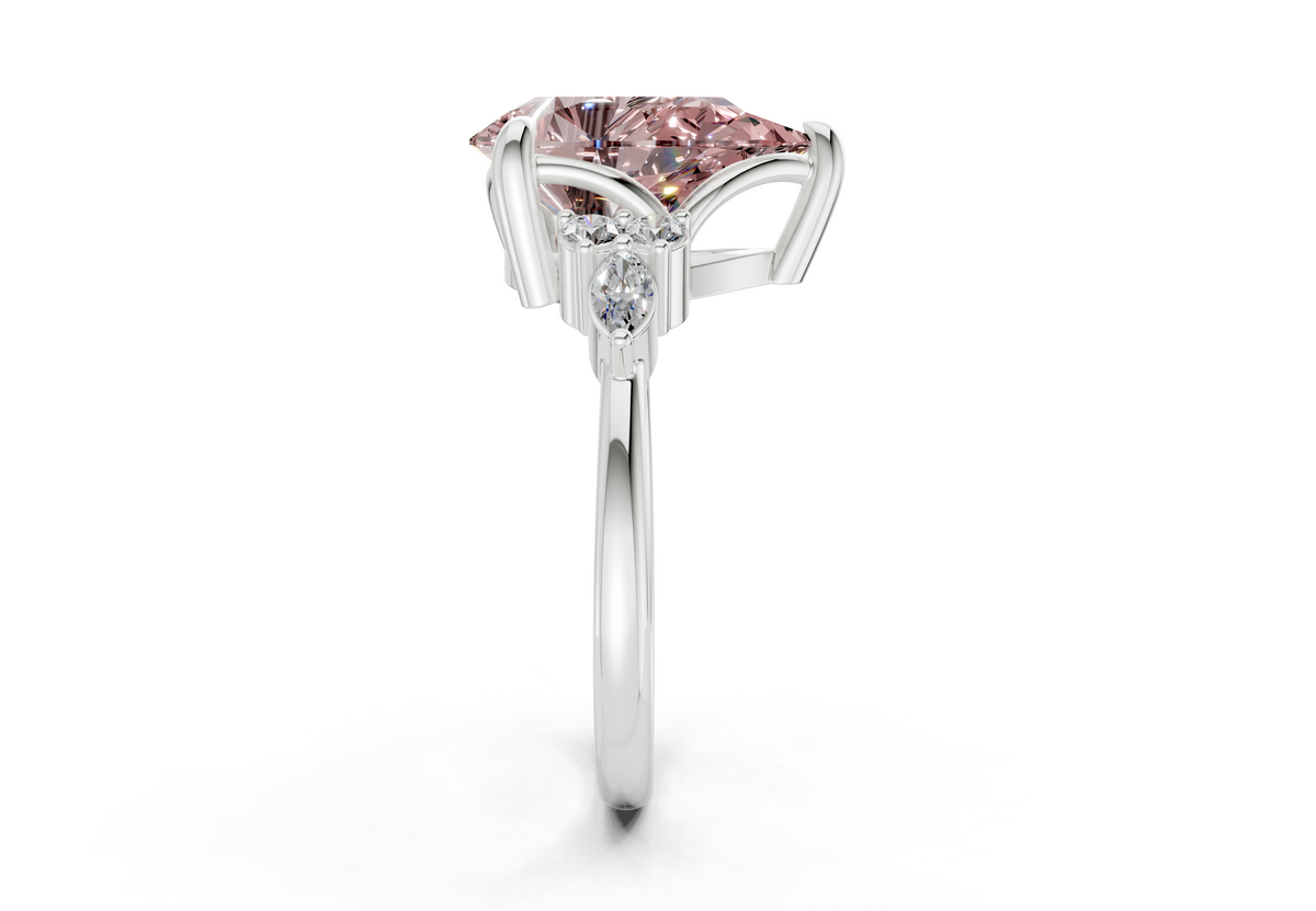 Lyra Pink Diamond Accent Pear Cut 1.8mm Engagement Ring