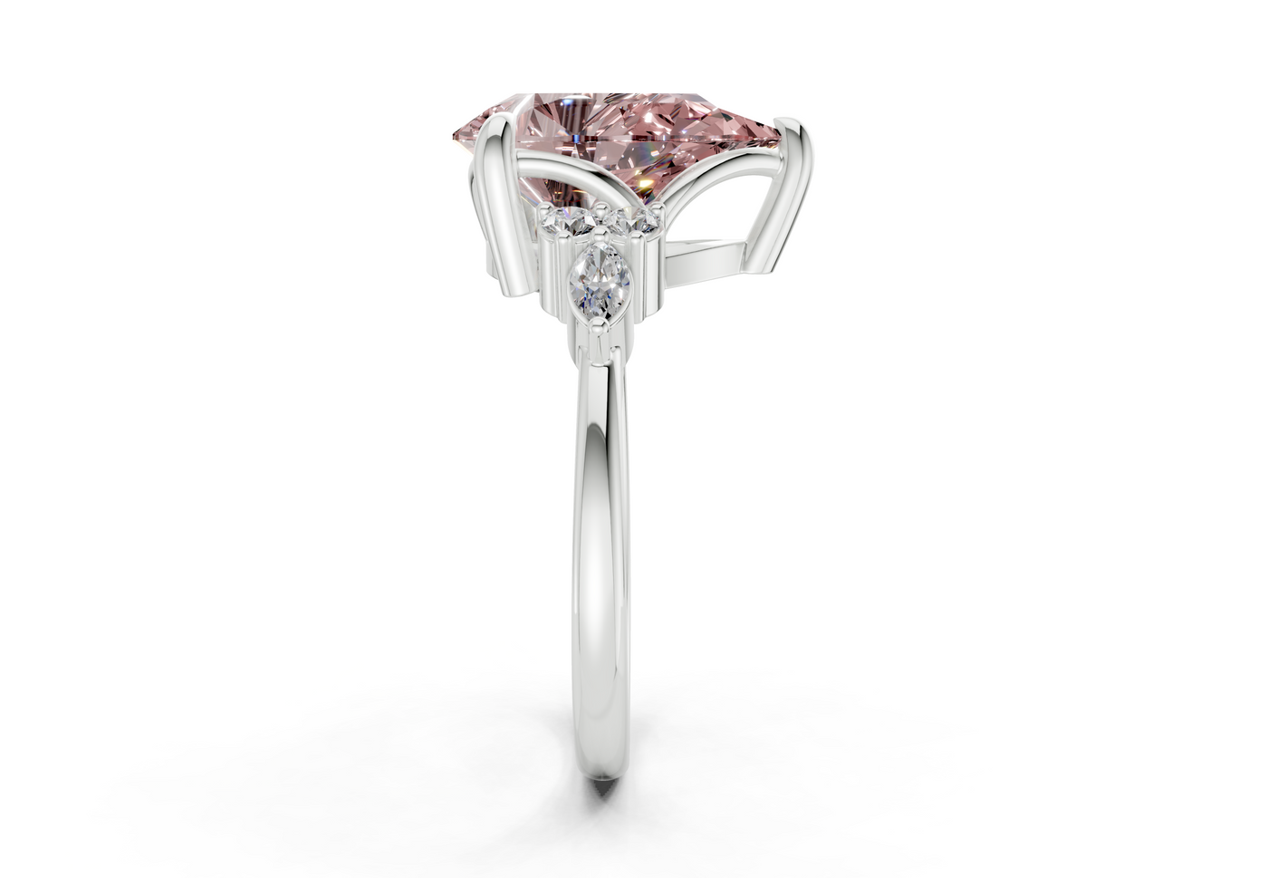 Lyra Pink Diamond Accent Pear Cut 2.3mm Engagement Ring