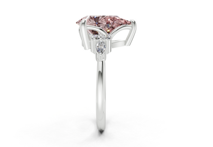 Lyra Pink Diamond Accent Pear Cut 2.3mm Engagement Ring