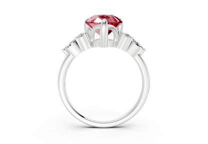 Lyra Ruby Gemstone Accent Pear Cut 2.3mm Engagement Ring