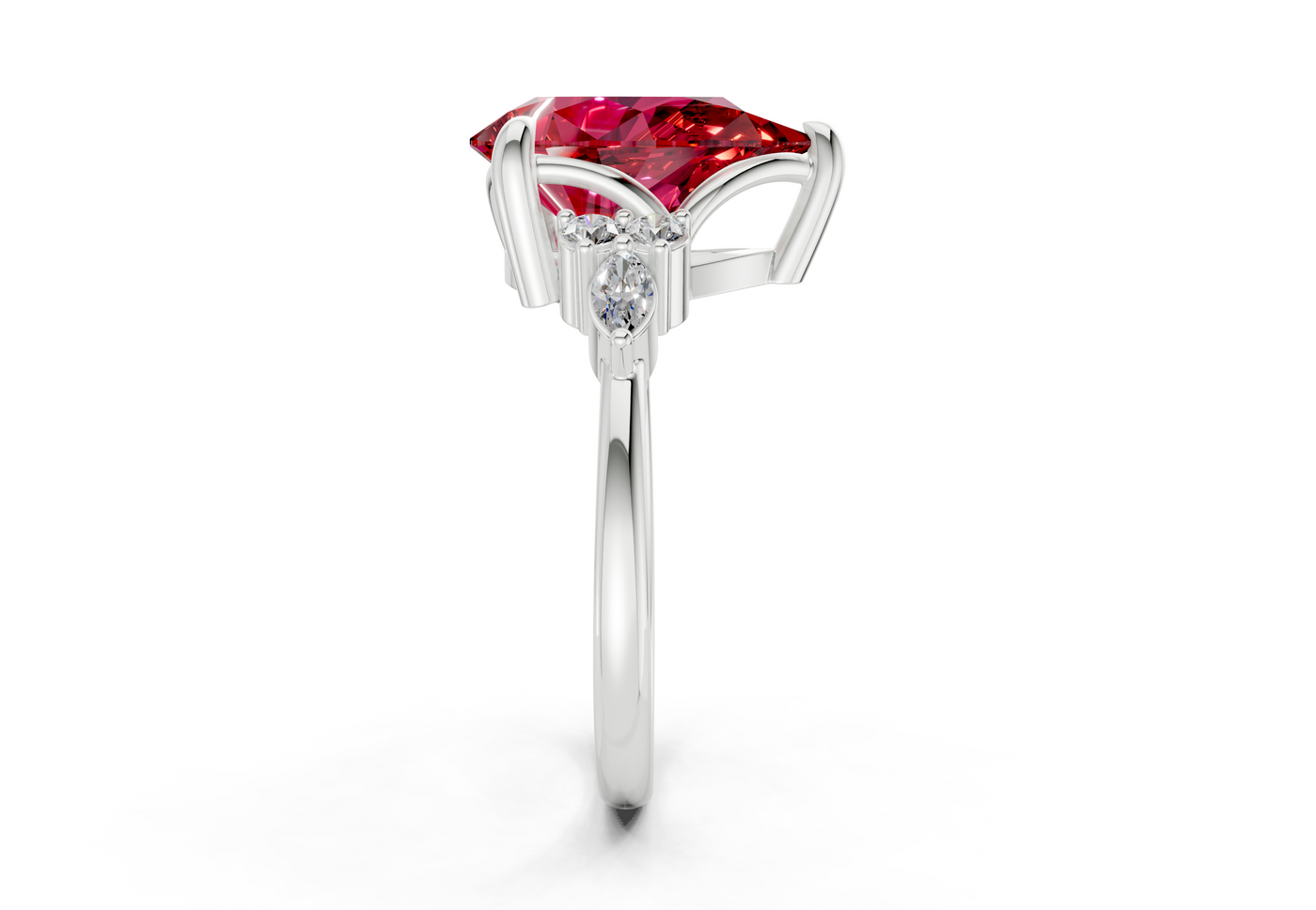 Lyra Ruby Gemstone Accent Pear Cut 2mm Engagement Ring
