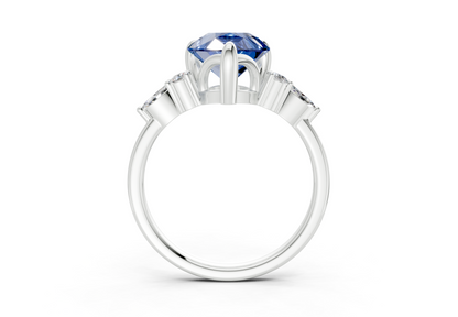 Lyra Sapphire Gemstone Accent Pear Cut 1.8mm Engagement Ring