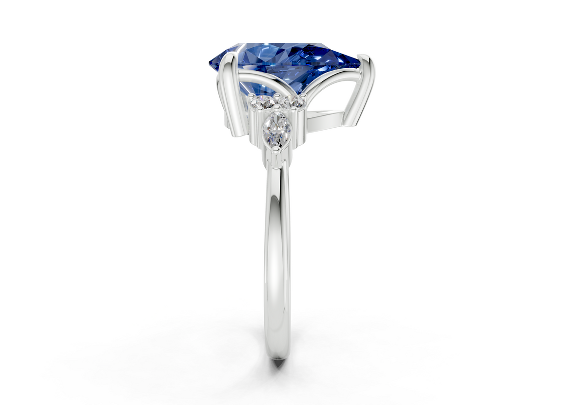 Lyra Sapphire Gemstone Accent Pear Cut 2.3mm Engagement Ring