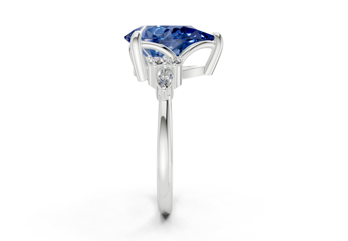 Lyra Sapphire Gemstone Accent Pear Cut 1.8mm Engagement Ring