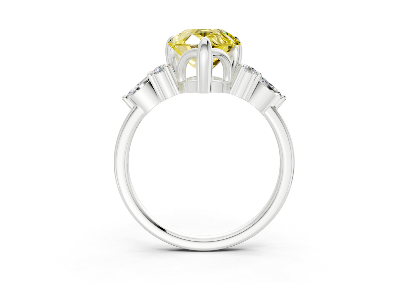 Lyra Yellow Diamond Accent Pear Cut 1.8mm Engagement Ring