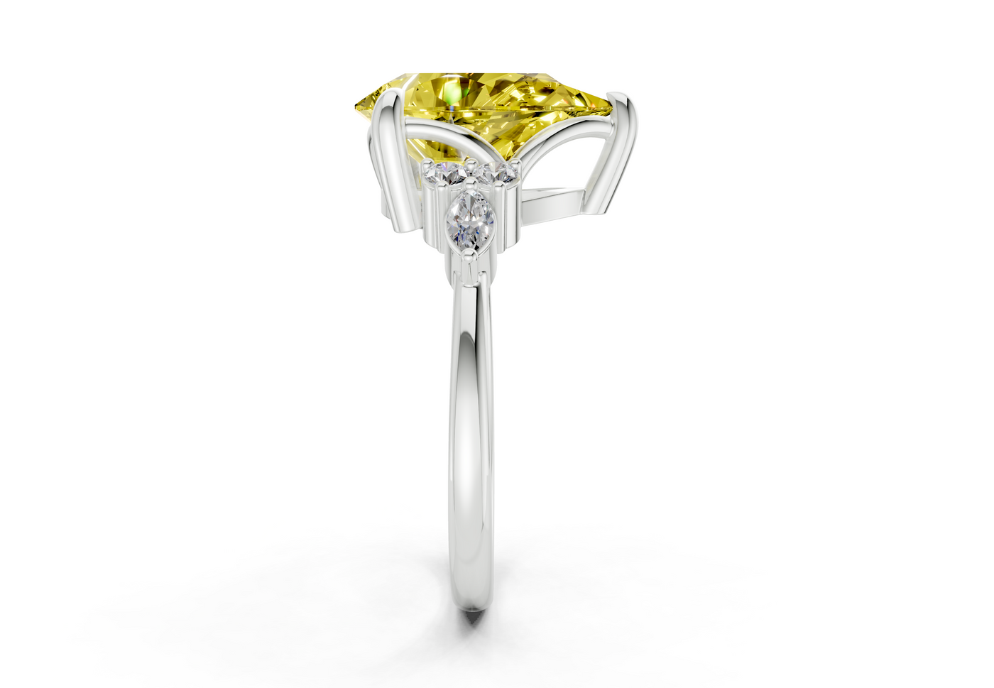 Lyra Yellow Diamond Accent Pear Cut 1.8mm Engagement Ring