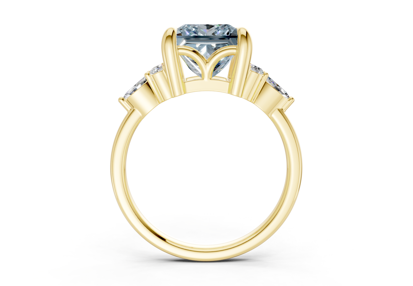 Lyra Blue Diamond Accent Princess Cut 2mm Engagement Ring