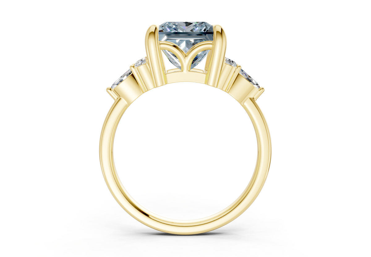 Lyra Blue Diamond Accent Princess Cut 1.8mm Engagement Ring