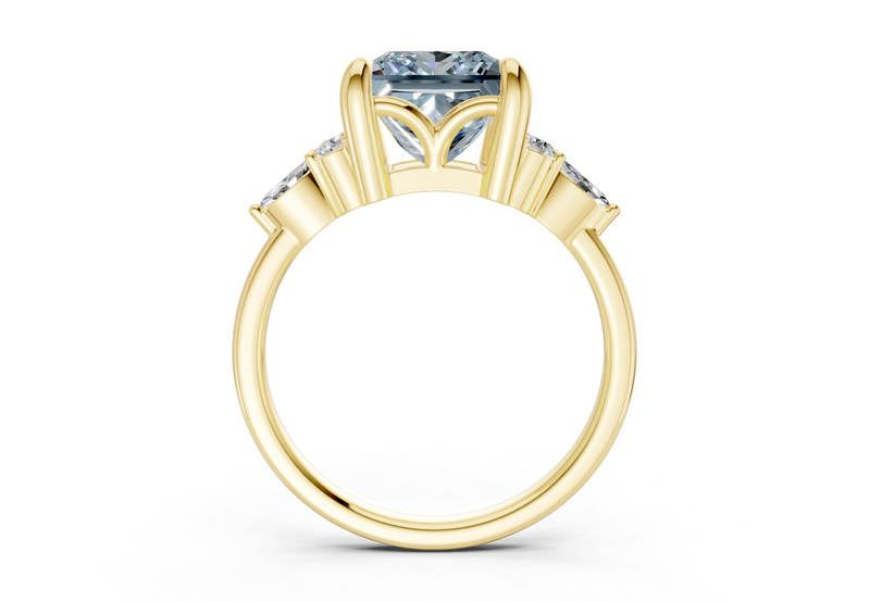 Lyra Blue Diamond Accent Princess Cut 1.8mm Engagement Ring