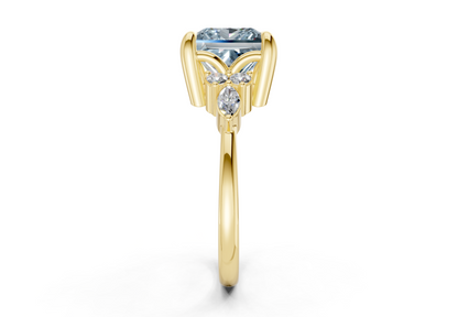 Lyra Blue Diamond Accent Princess Cut 2.3mm Engagement Ring