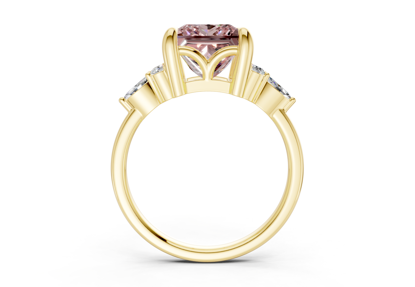 Lyra Pink Diamond Accent Princess Cut 2.3mm Engagement Ring