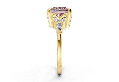 Lyra Pink Diamond Accent Princess Cut 2mm Engagement Ring