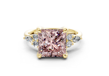 Lyra Pink Diamond Accent Princess Cut 2mm Engagement Ring