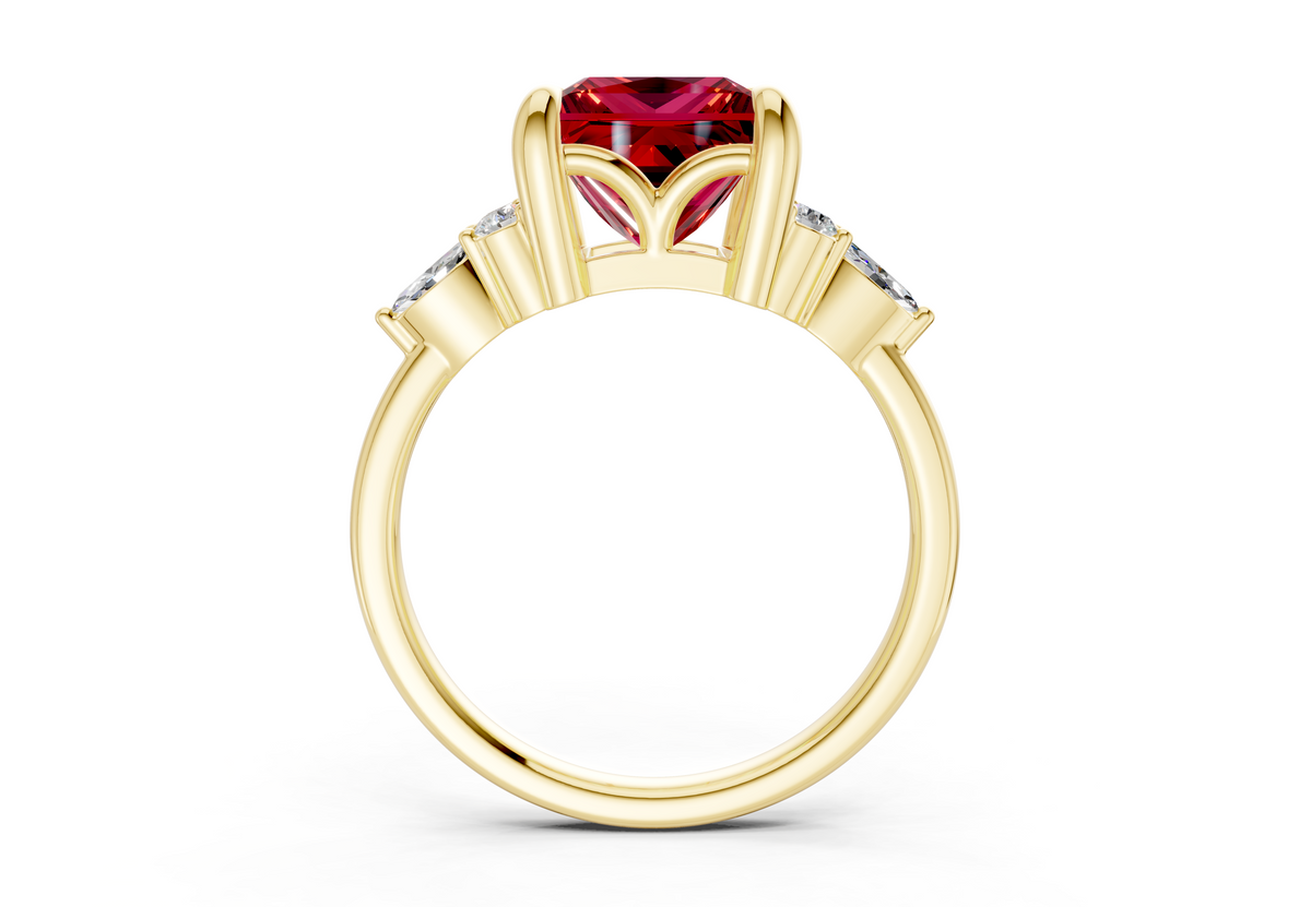 Lyra Ruby Gemstone Accent Princess Cut 2mm Engagement Ring