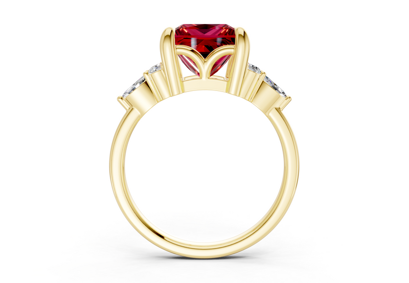 Lyra Ruby Gemstone Accent Princess Cut 1.8mm Engagement Ring