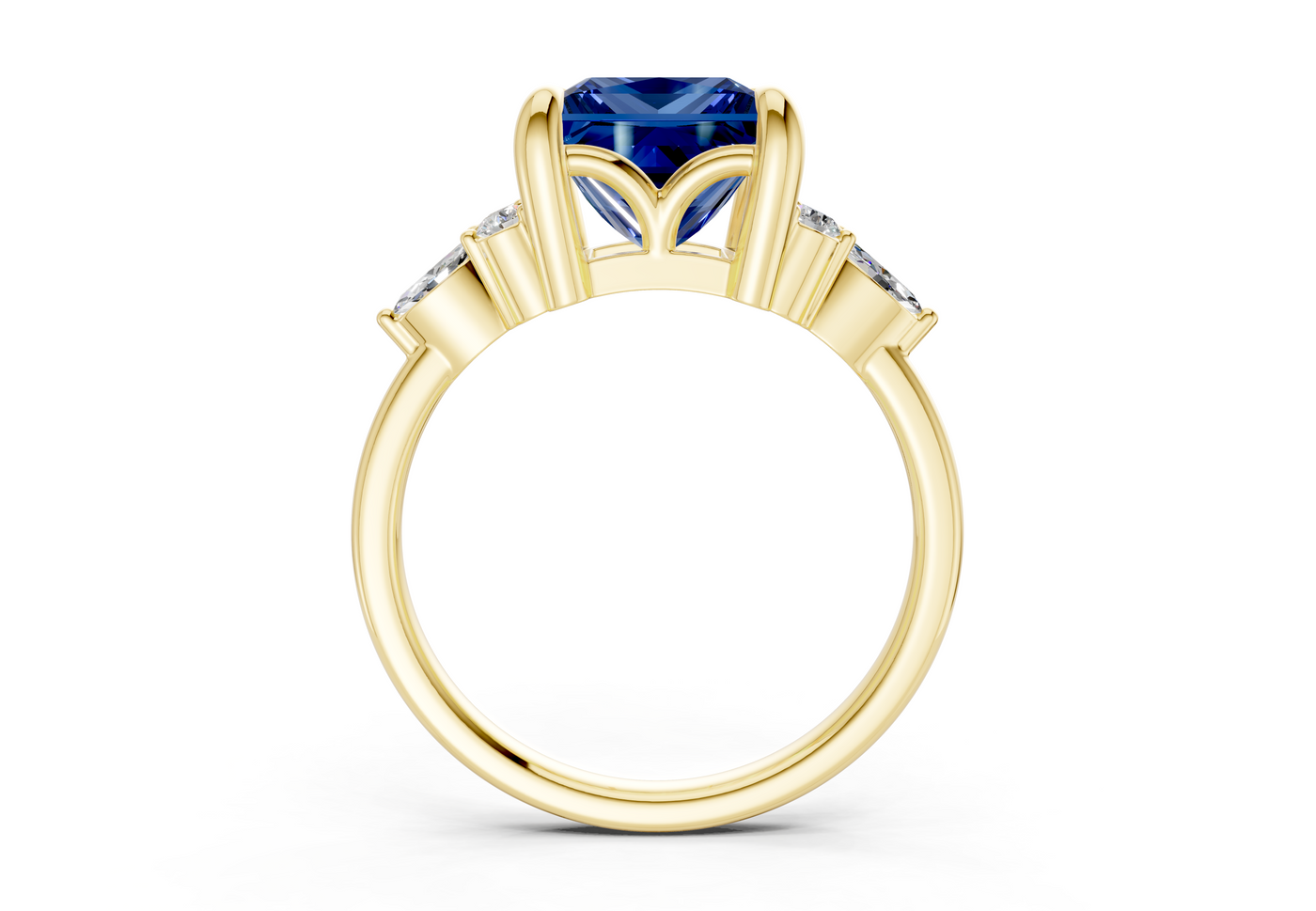 Lyra Sapphire Gemstone Accent Princess Cut 2.3mm Engagement Ring
