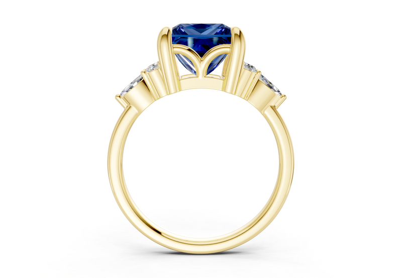 Lyra Sapphire Gemstone Accent Princess Cut 2.3mm Engagement Ring