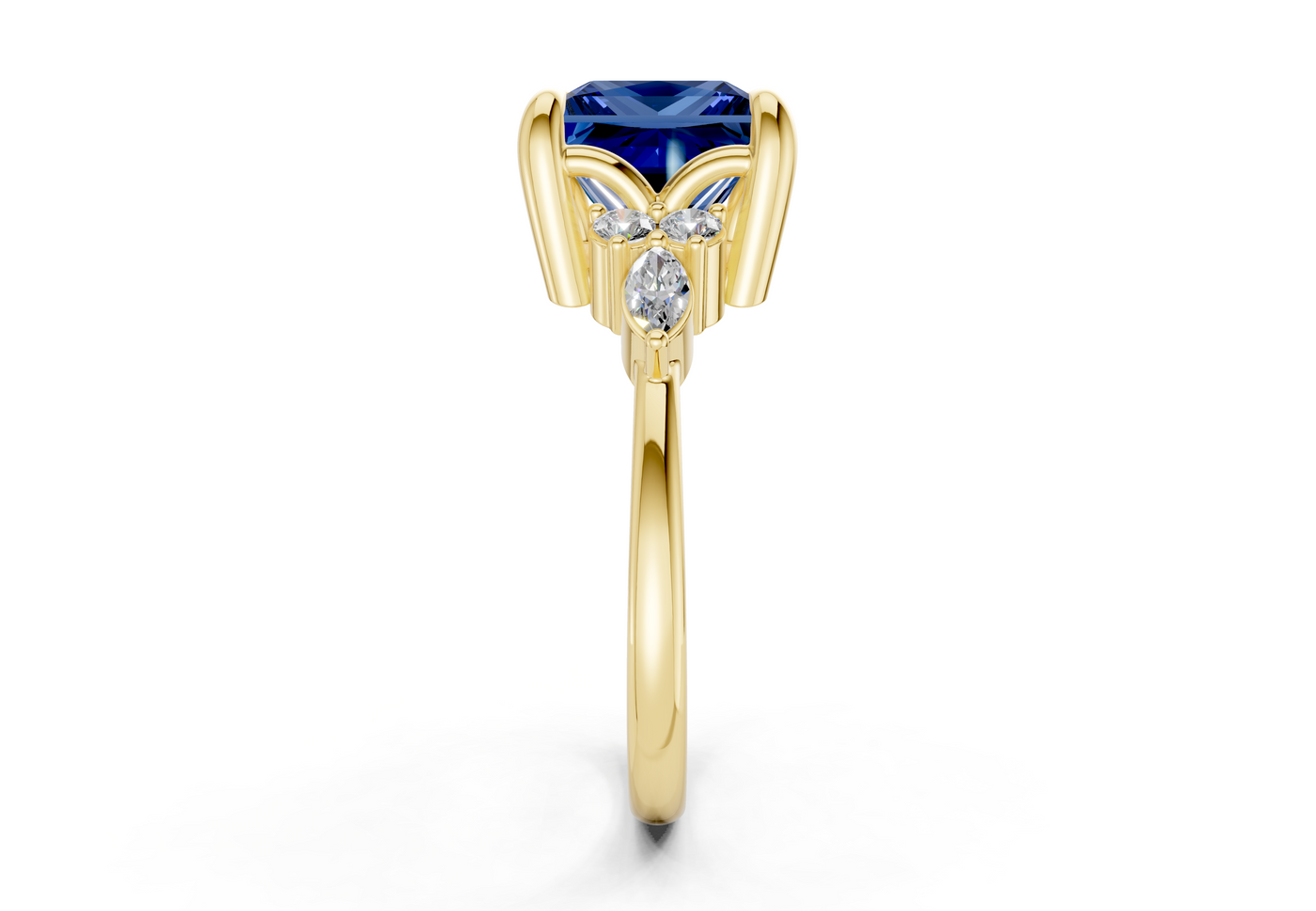 Lyra Sapphire Gemstone Accent Princess Cut 2.3mm Engagement Ring