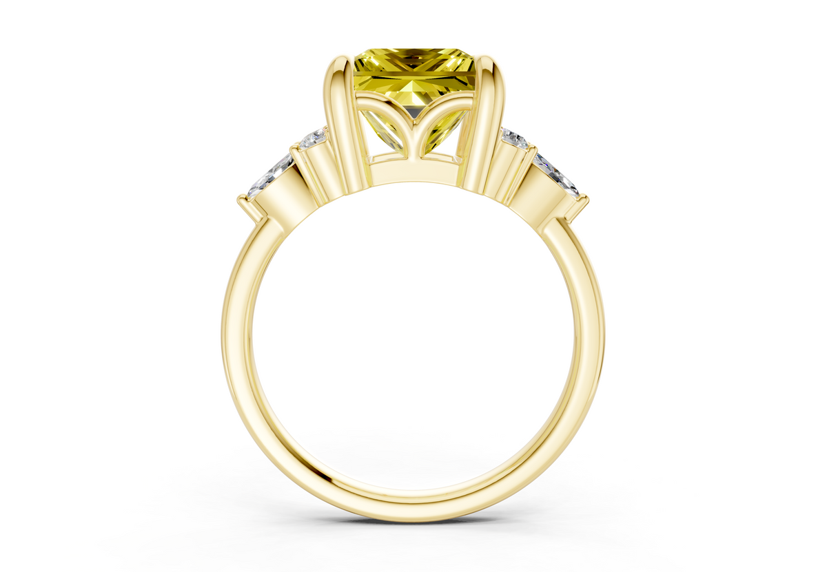 Lyra Yellow Diamond Accent Princess Cut 2.3mm Engagement Ring