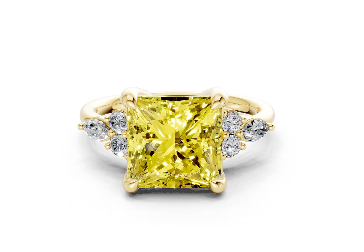 Lyra Yellow Diamond Accent Princess Cut 2mm Engagement Ring