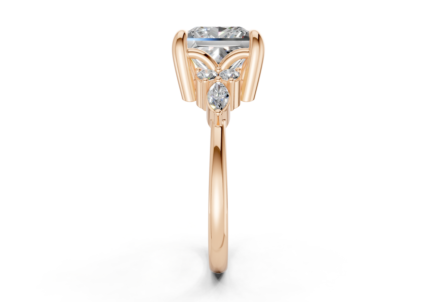 Lyra Diamond Accent Princess Cut 2.3mm Engagement Ring