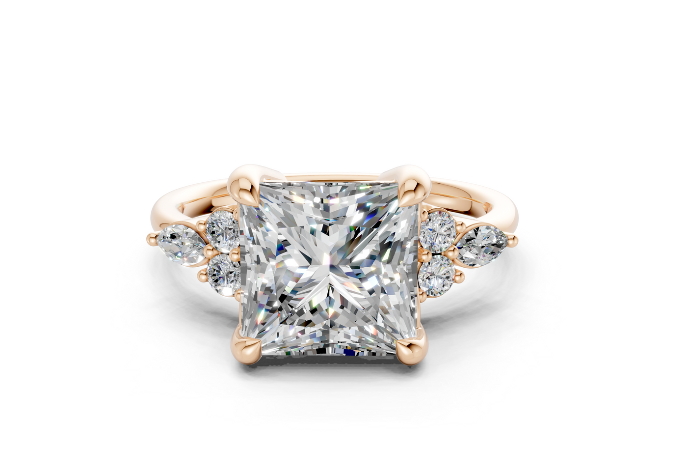 Lyra Diamond Accent Princess Cut 2mm Engagement Ring