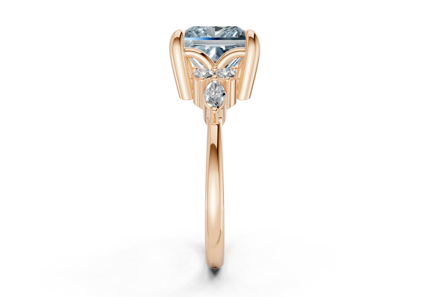 Lyra Blue Diamond Accent Princess Cut 2.3mm Engagement Ring