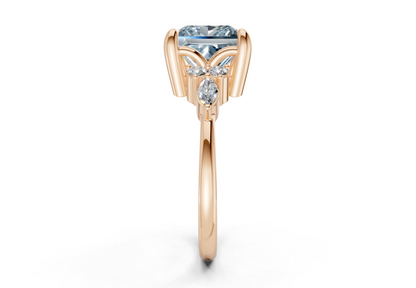 Lyra Blue Diamond Accent Princess Cut 2.3mm Engagement Ring
