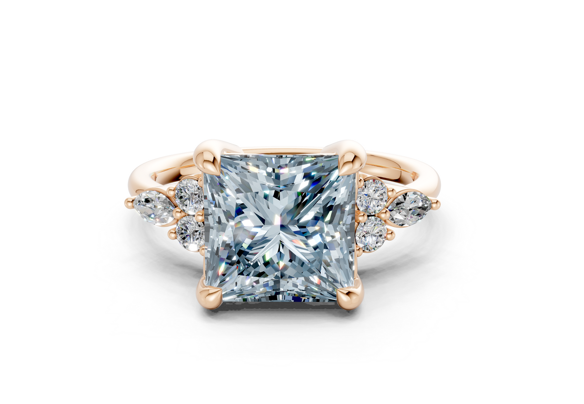 Lyra Blue Diamond Accent Princess Cut 2mm Engagement Ring