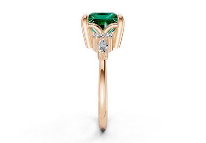 Lyra Emerald Gemstone Accent Princess Cut 1.8mm Engagement Ring