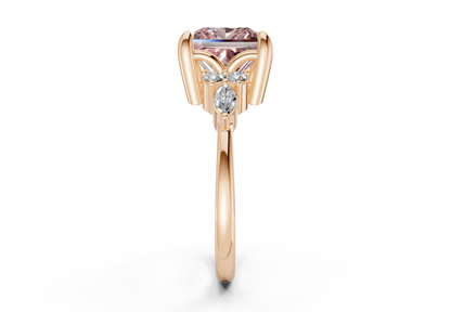 Lyra Pink Diamond Accent Princess Cut 2mm Engagement Ring