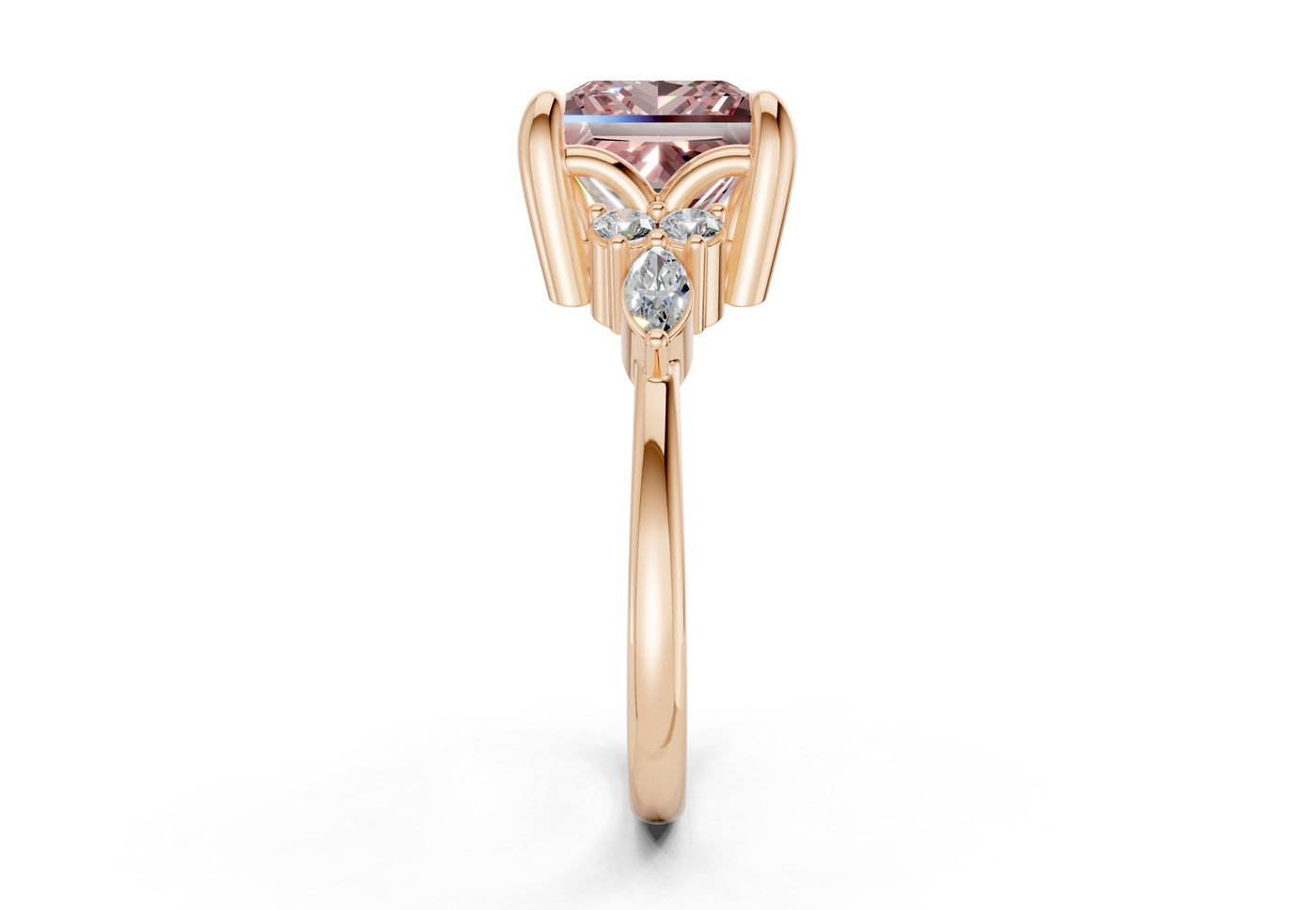 Lyra Pink Diamond Accent Princess Cut 2.3mm Engagement Ring