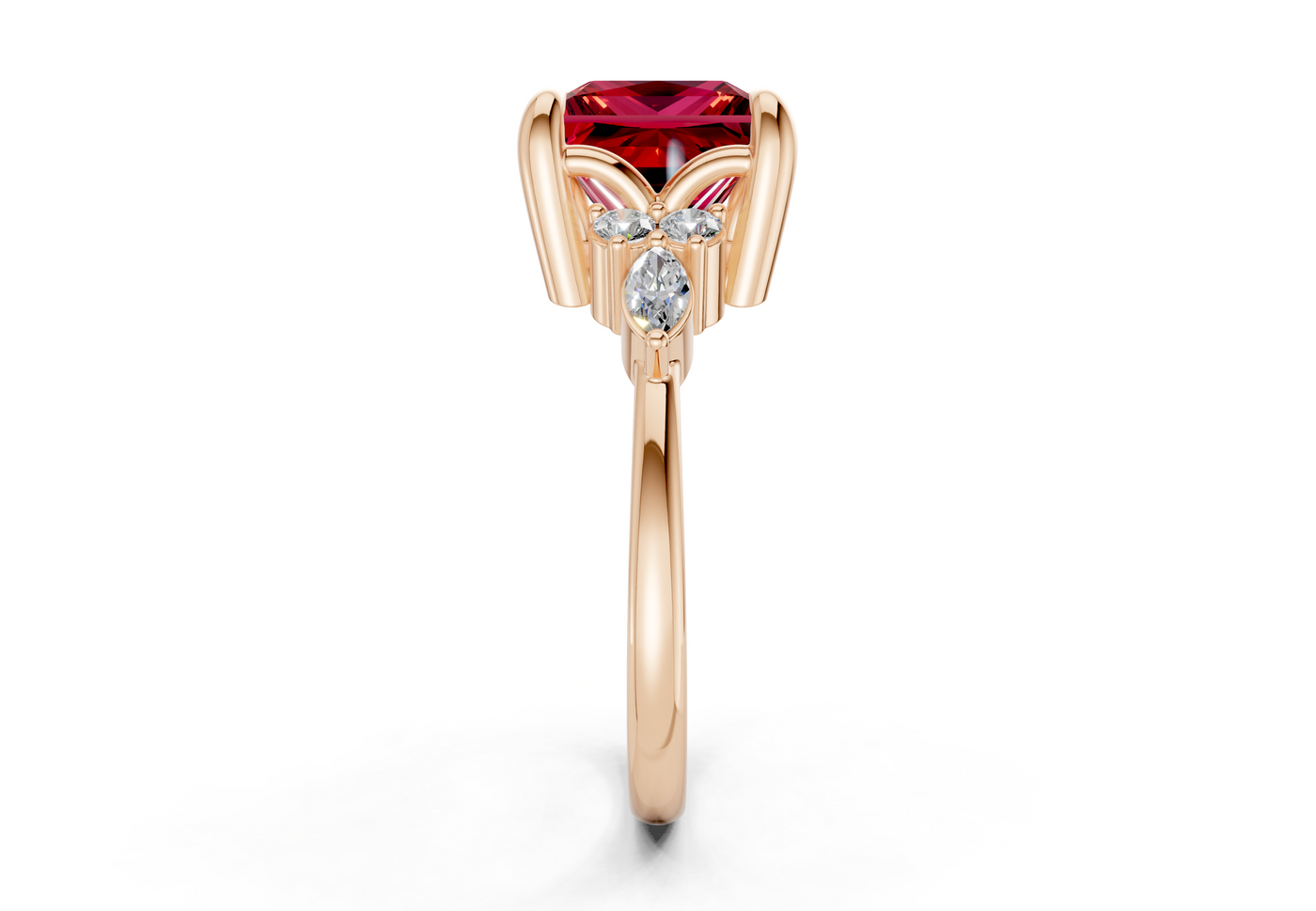 Lyra Ruby Gemstone Accent Princess Cut 1.8mm Engagement Ring