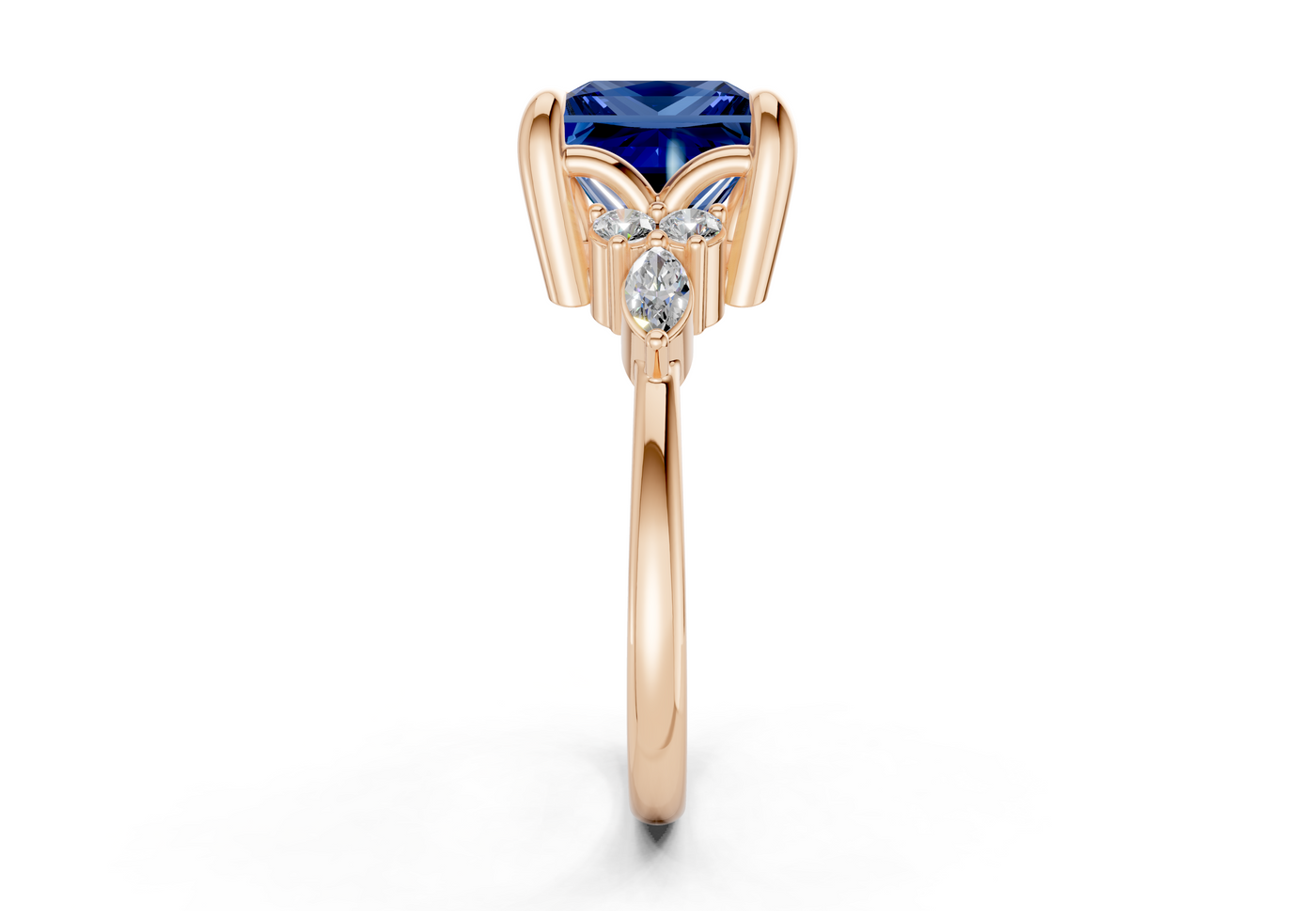 Lyra Sapphire Gemstone Accent Princess Cut 1.8mm Engagement Ring