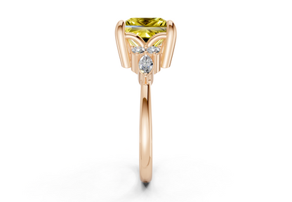 Lyra Yellow Diamond Accent Princess Cut 2.3mm Engagement Ring