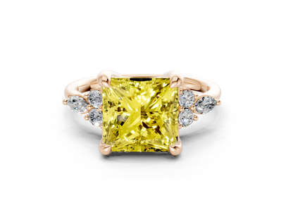 Lyra Yellow Diamond Accent Princess Cut 2.3mm Engagement Ring