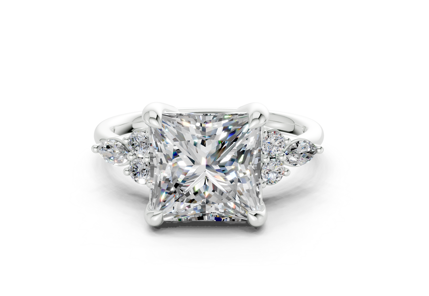 Lyra Diamond Accent Princess Cut 1.8mm Engagement Ring