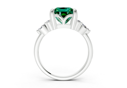 Lyra Emerald Gemstone Accent Princess Cut 1.8mm Engagement Ring
