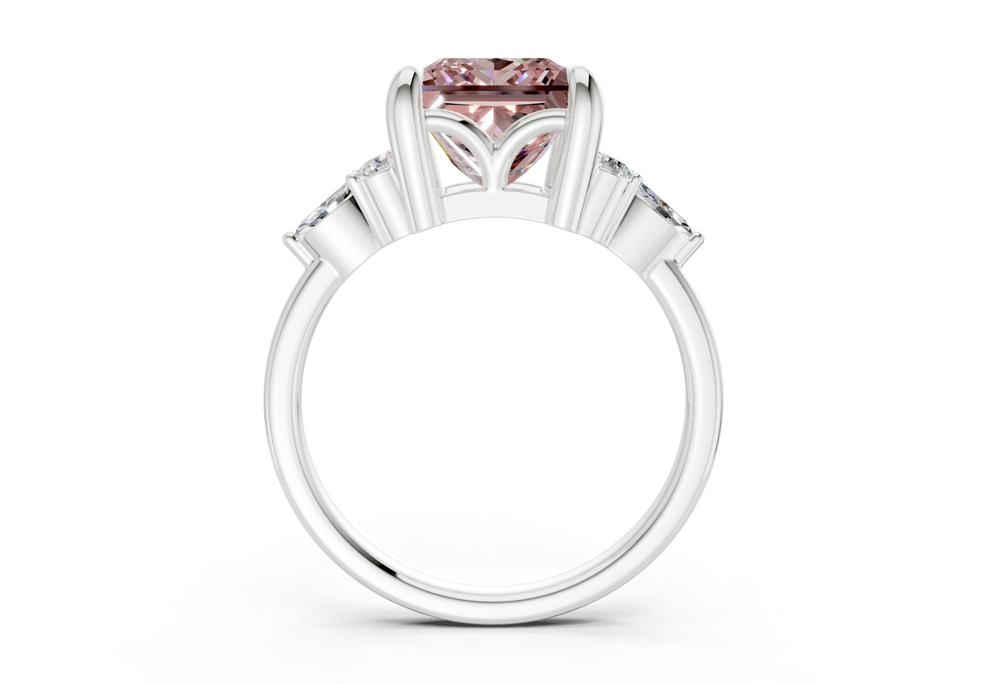 Lyra Pink Diamond Accent Princess Cut 2.3mm Engagement Ring