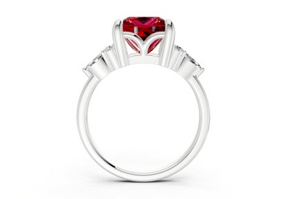 Lyra Ruby Gemstone Accent Princess Cut 2mm Engagement Ring