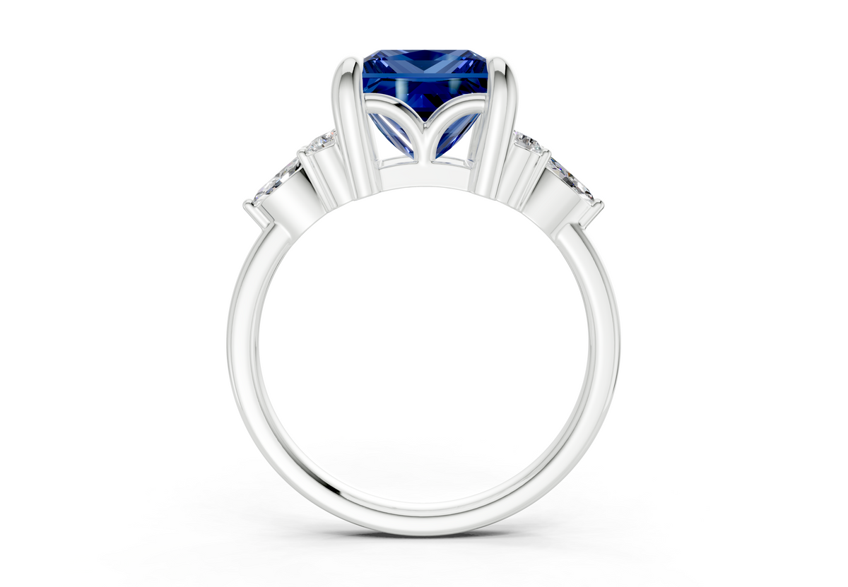 Lyra Sapphire Gemstone Accent Princess Cut 2.3mm Engagement Ring