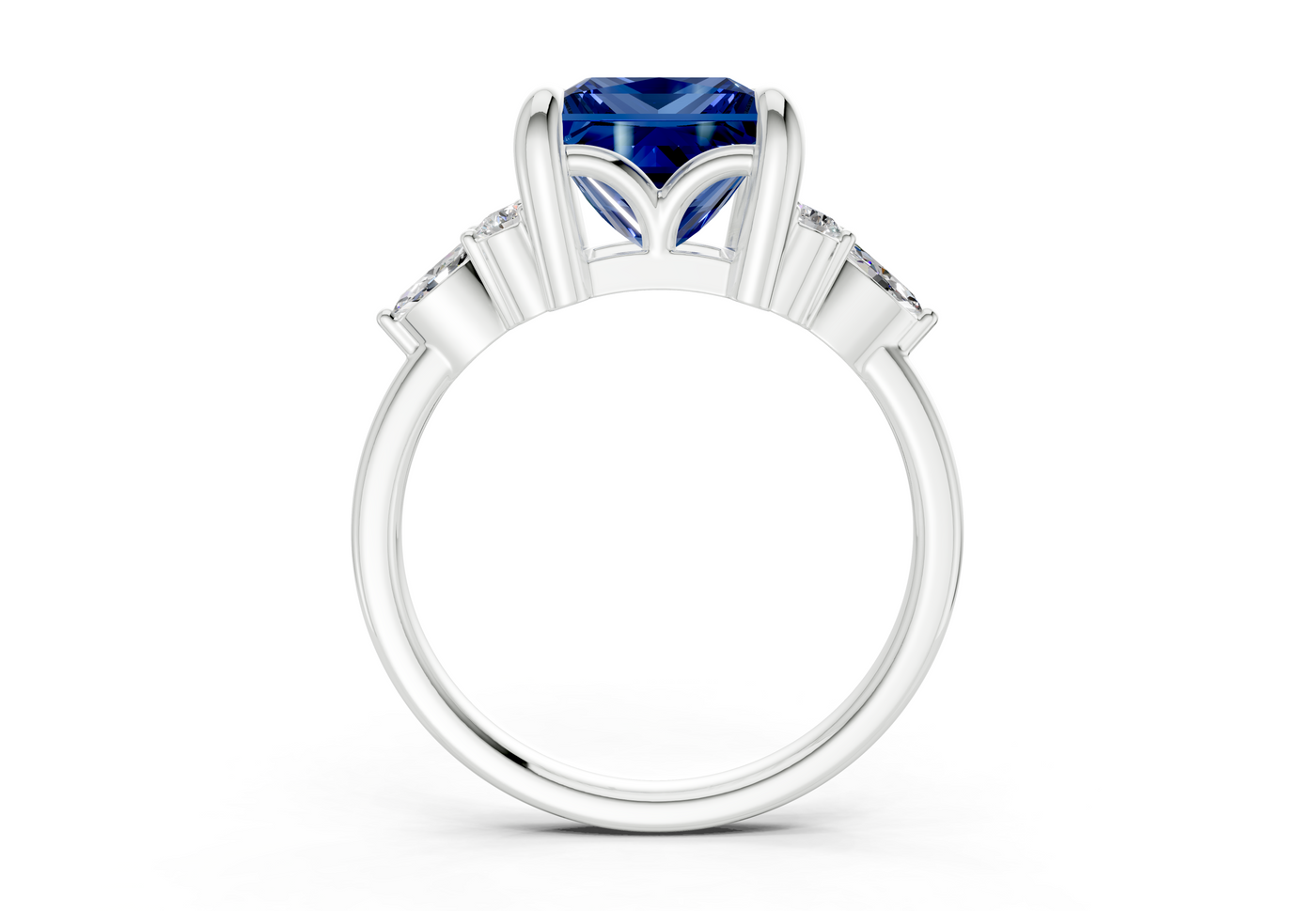 Lyra Sapphire Gemstone Accent Princess Cut 1.8mm Engagement Ring