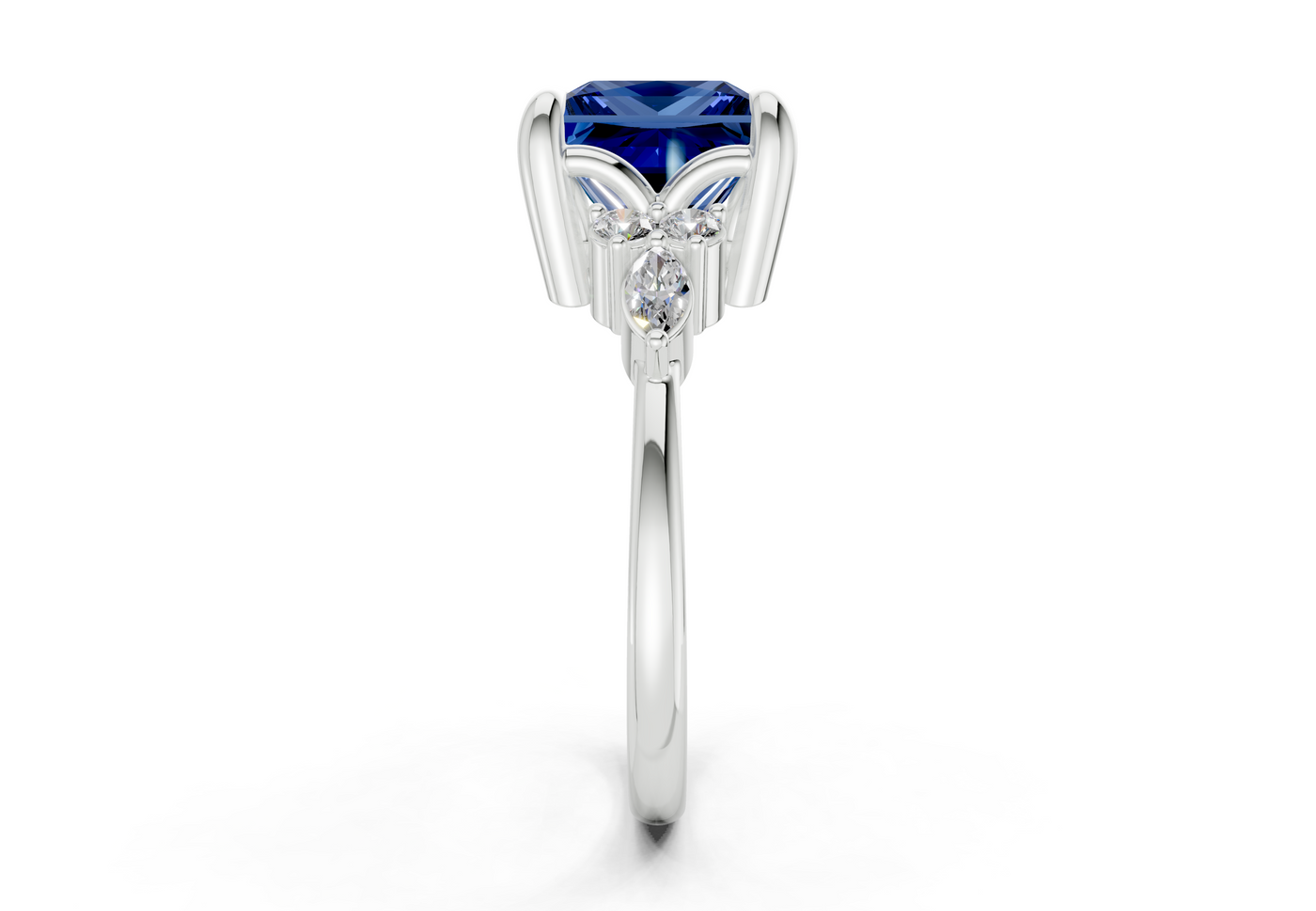 Lyra Sapphire Gemstone Accent Princess Cut 2.3mm Engagement Ring