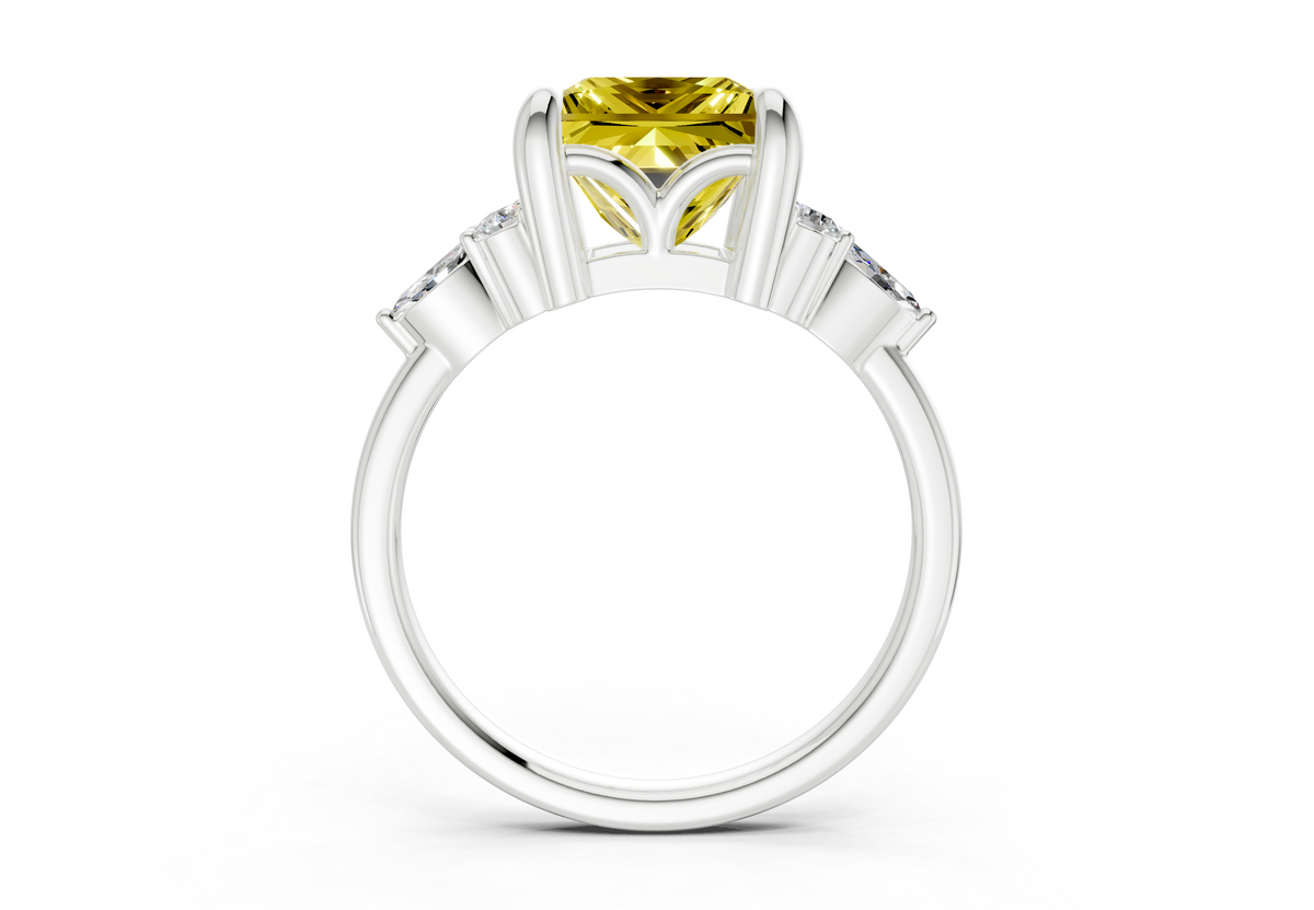 Lyra Yellow Diamond Accent Princess Cut 2mm Engagement Ring