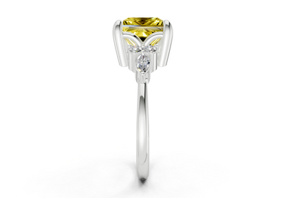 Lyra Yellow Diamond Accent Princess Cut 2.3mm Engagement Ring