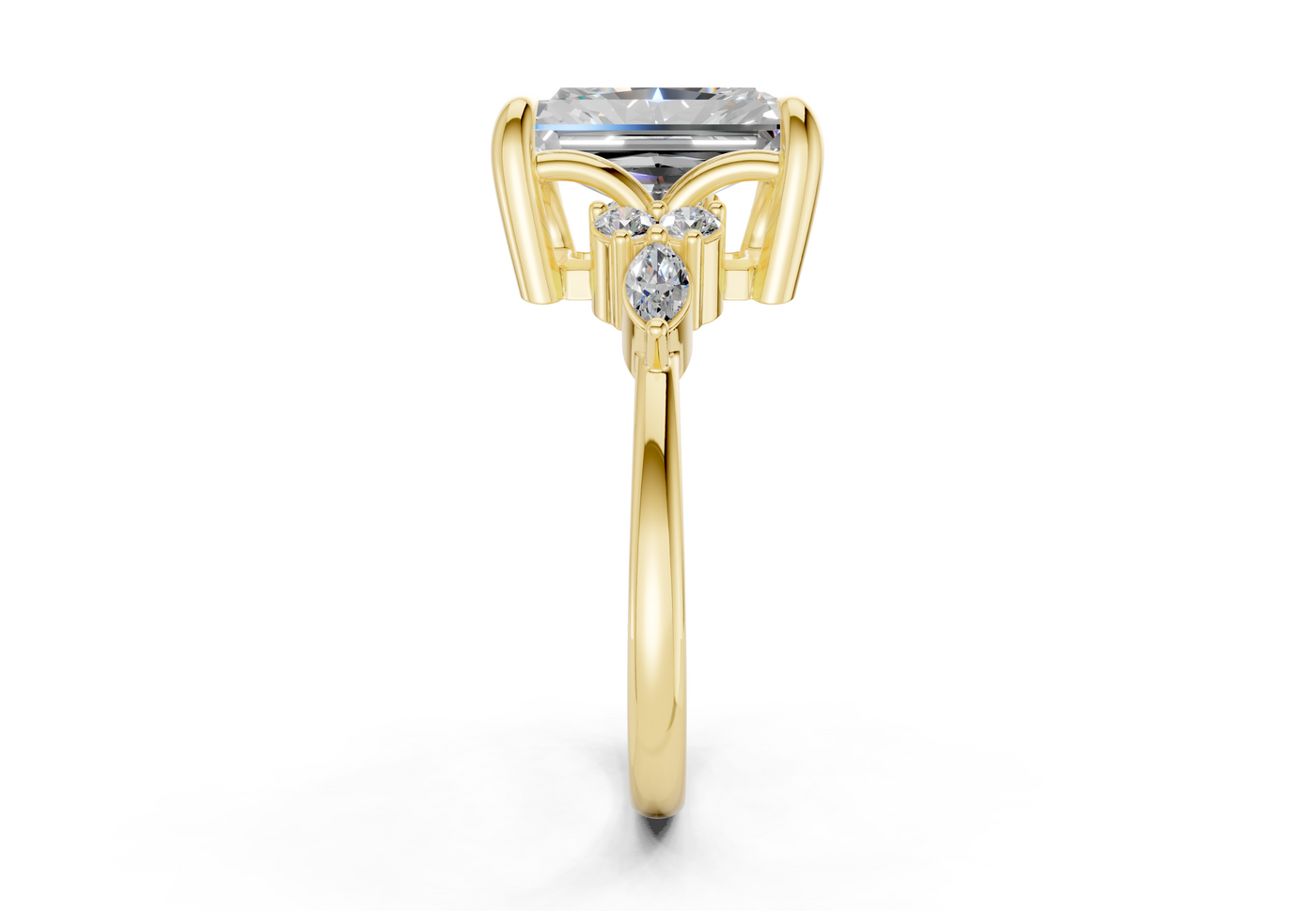 Lyra Diamond Accent Radiant Cut 1.8mm Engagement Ring