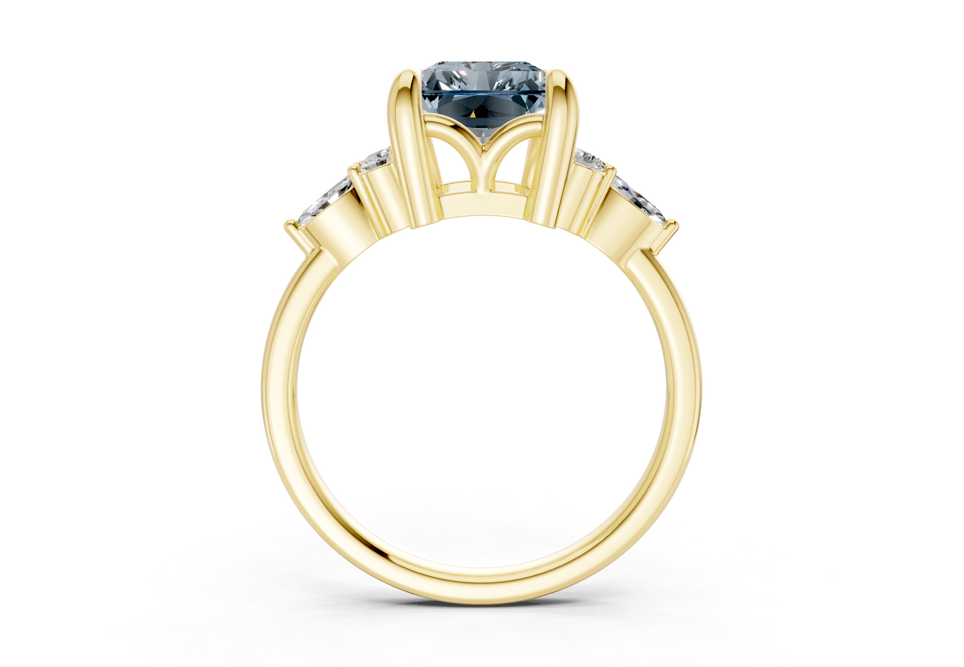 Lyra Blue Diamond Accent Radiant Cut 1.8mm Engagement Ring